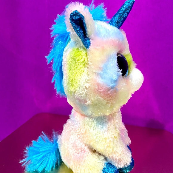 TYSILK BEANIE BOO BLITZ UNICORN SPARKLE BLUE EYES HOOVES & HORN TIE DYE  BODY - Picture 2 of 15
